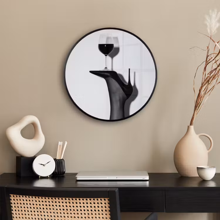 Hak - Wijn - Minimalistisch - Zwart Fotolijst rond zonder passe partout klein -sfeer1