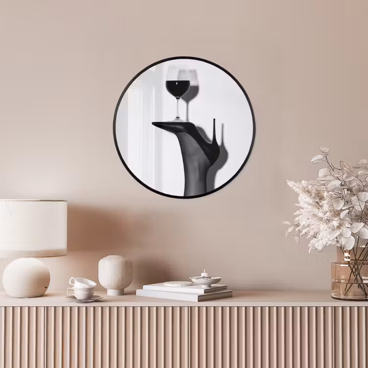 Hak - Wijn - Minimalistisch - Zwart Fotolijst rond zonder passe partout klein -sfeer3