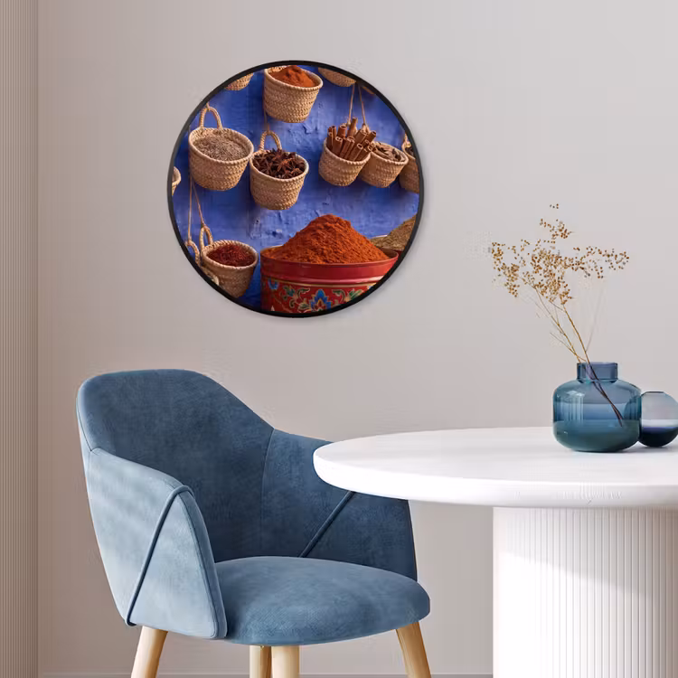 Photo Frame Round - Herbs - Baskets - Market - Kruiden - Manden - Markt Fotolijst rond zonder passe partout klein