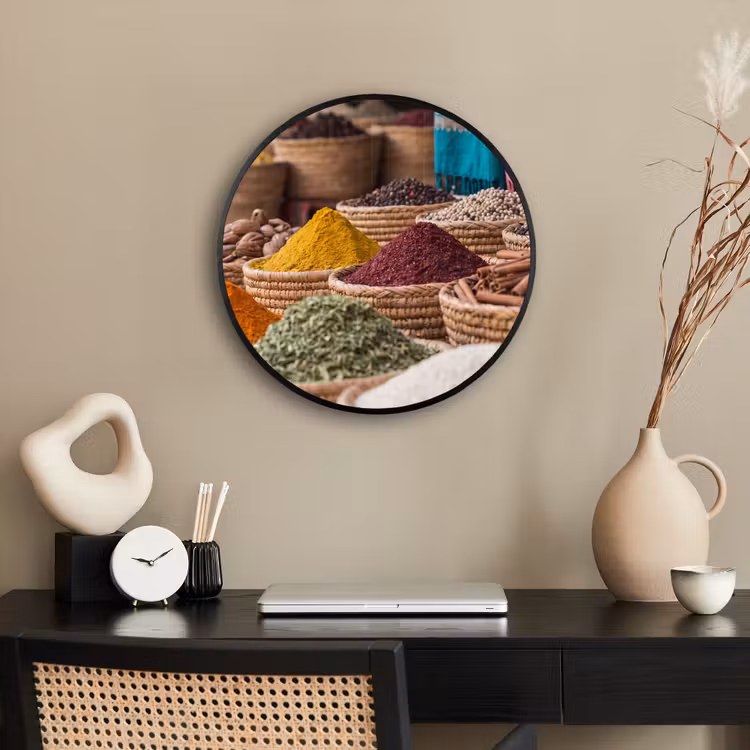 Photo Frame Round - Herbs - Baskets - Oriental - Kruiden - Manden - Oosters Fotolijst rond zonder passe partout klein
