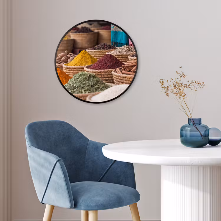 Photo Frame Round - Herbs - Baskets - Oriental - Kruiden - Manden - Oosters Fotolijst rond zonder passe partout klein