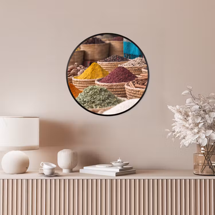 Photo Frame Round - Herbs - Baskets - Oriental - Kruiden - Manden - Oosters Fotolijst rond zonder passe partout klein