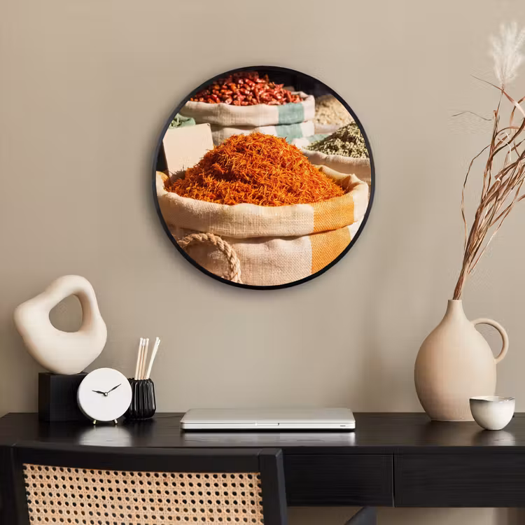 Photo Frame Round - Herbs - Market - Colorful - Kruiden - Markt - Kleurrijk Fotolijst rond zonder passe partout klein