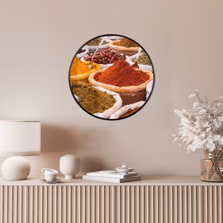 Photo Frame Round - Herbs - Market - Food - Kruiden - Markt - Eten Fotolijst rond zonder passe partout klein
