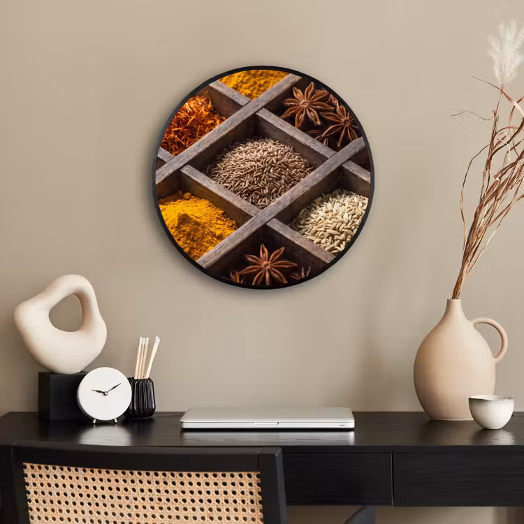 Photo Frame Round - Herbs - Wood - Food - Kruiden - Houten - Eten Fotolijst rond zonder passe partout klein