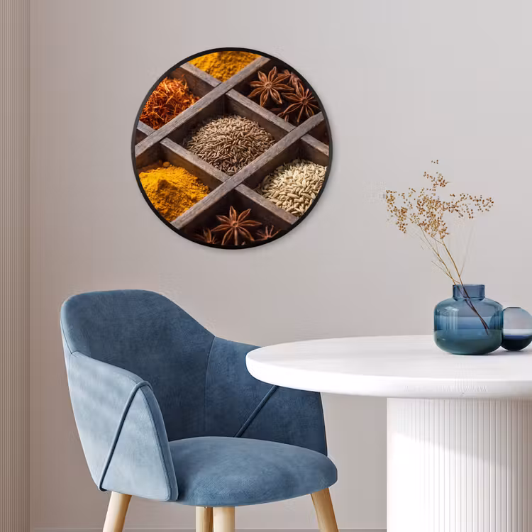 Photo Frame Round - Herbs - Wood - Food - Kruiden - Houten - Eten Fotolijst rond zonder passe partout klein