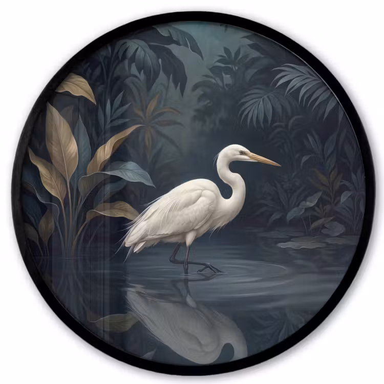 Reiger - Water - Natuur - Modern - Wit Fotolijst rond zonder passe partout klein -3d
