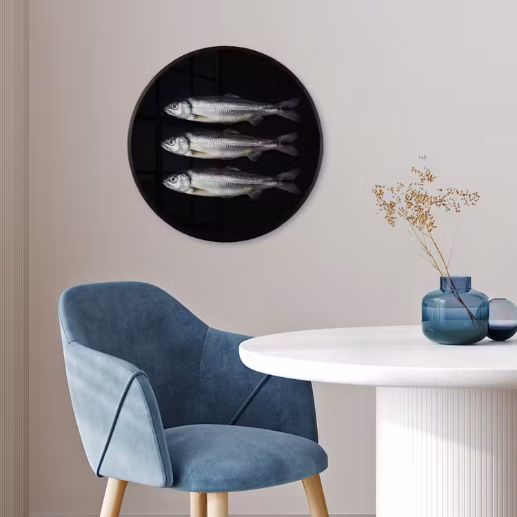 Haring - Vissen - Zwart Fotolijst rond zonder passe partout klein -sfeer2