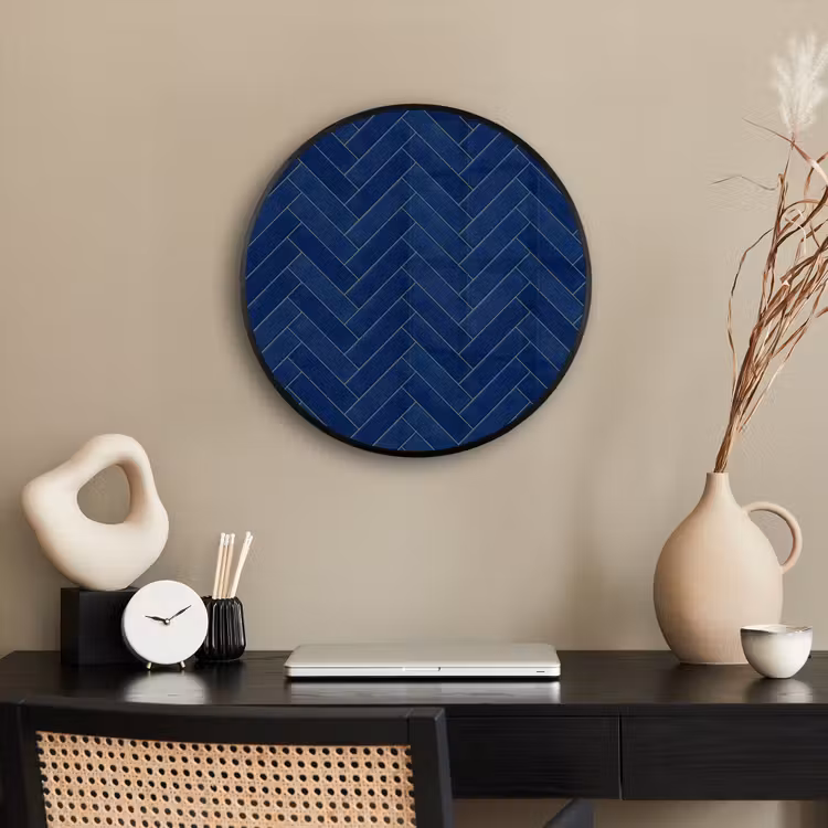 Visgraat - Wandtegel - Donkerblauw - Navy Blue Fotolijst rond zonder passe partout klein 856 -sfeer1