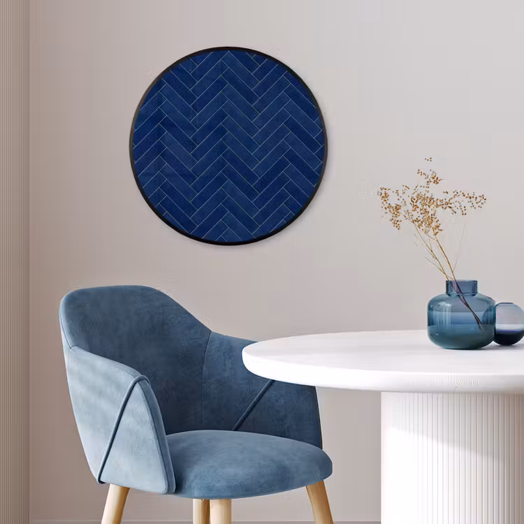 Visgraat - Wandtegel - Donkerblauw - Navy Blue Fotolijst rond zonder passe partout klein 856 -sfeer2