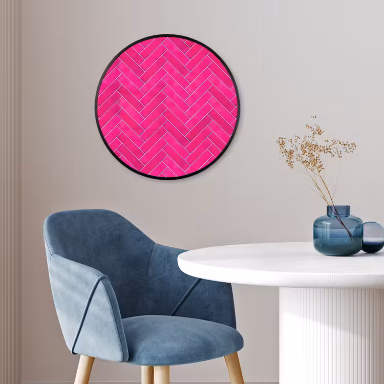 Visgraat - Wandtegel - Fuchsia - Roze Fotolijst rond zonder passe partout klein 856 -sfeer2