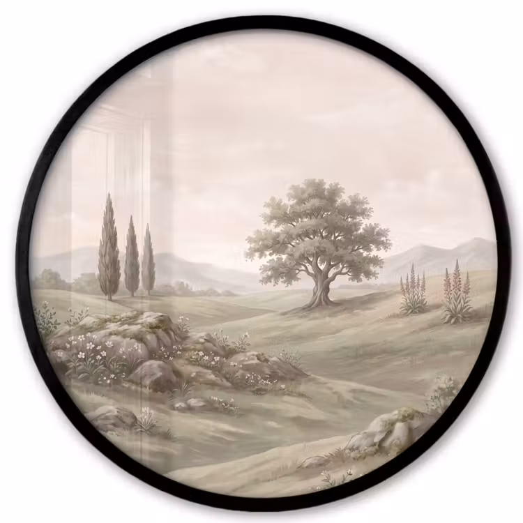 Heuvellandschap - Bomen - Natuur - Groen Fotolijst rond zonder passe partout klein -3d