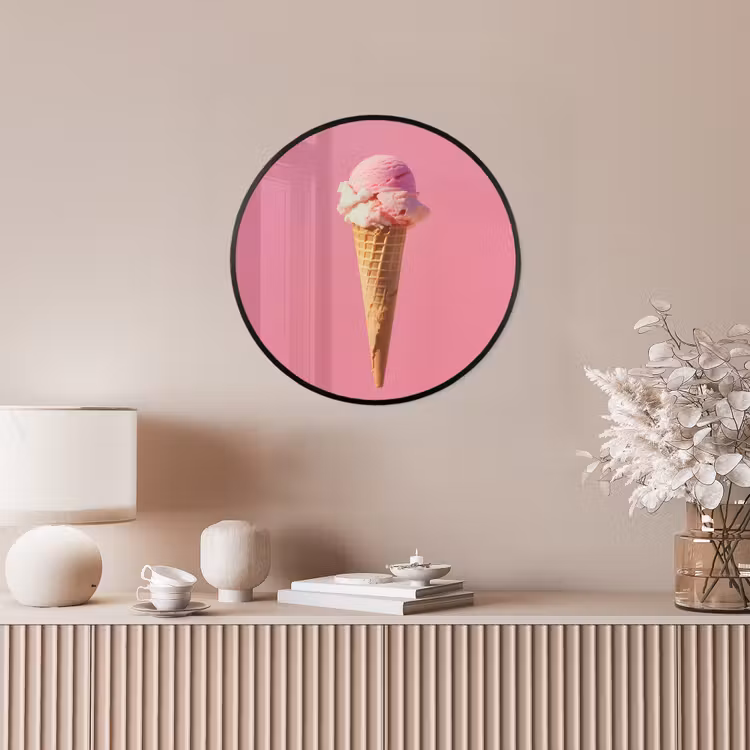 Hoorntje - Schepijs - Roze Fotolijst rond zonder passe partout klein -sfeer3