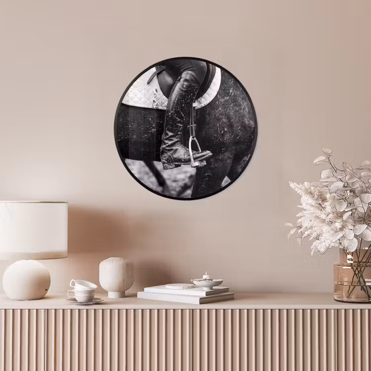 Paard - Sport - Zwart - Wit Fotolijst rond zonder passe partout klein -sfeer3