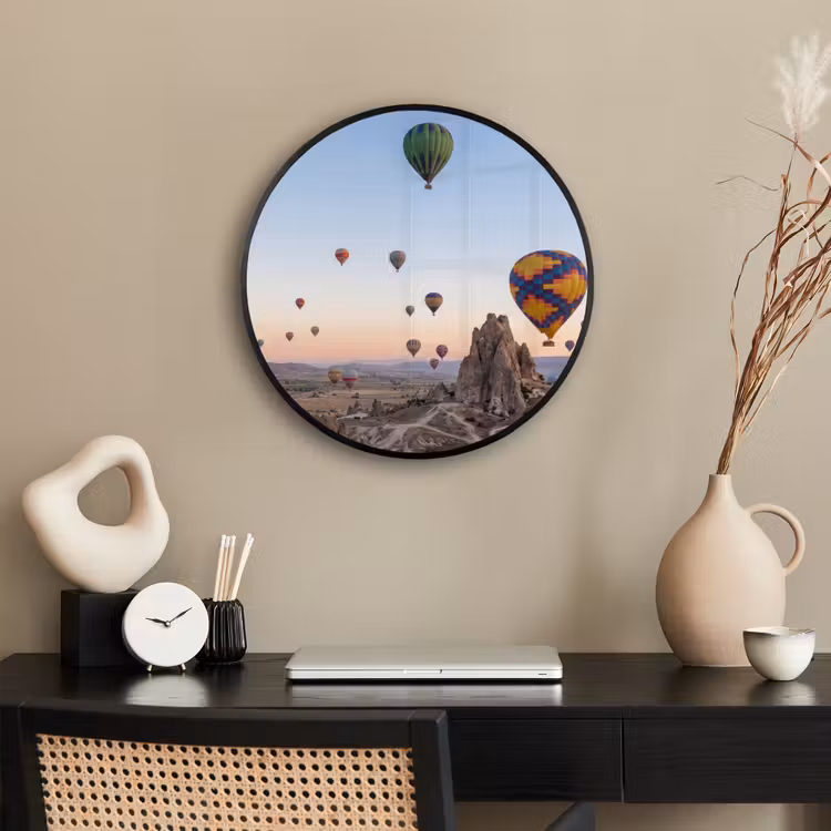 Luchtballonnen - Rotsen - Zonsopgang Fotolijst rond zonder passe partout klein -sfeer1
