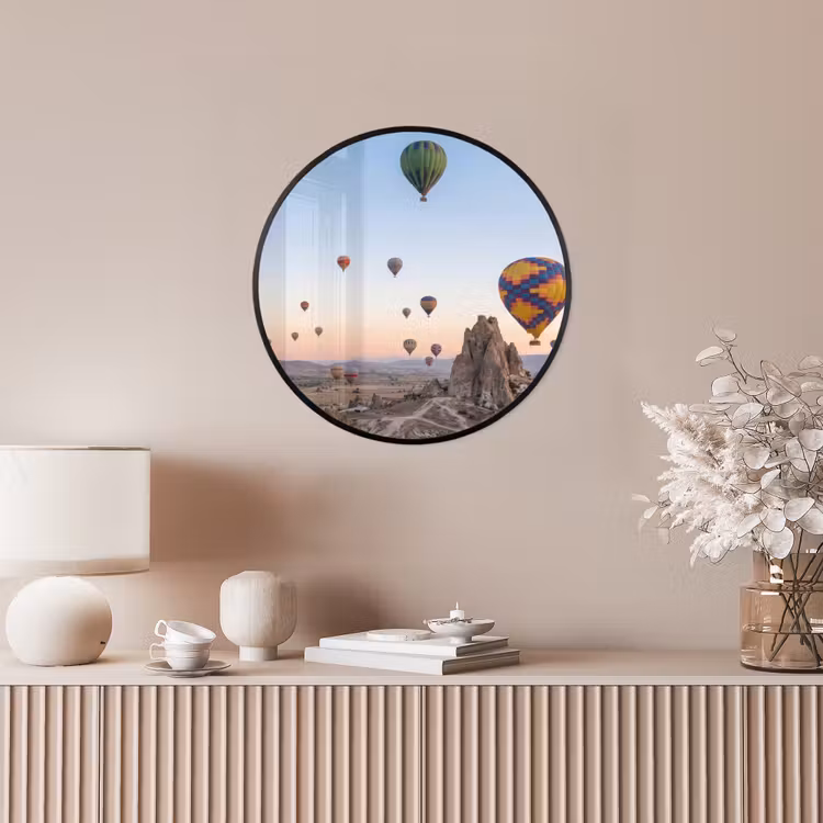 Luchtballonnen - Rotsen - Zonsopgang Fotolijst rond zonder passe partout klein -sfeer3