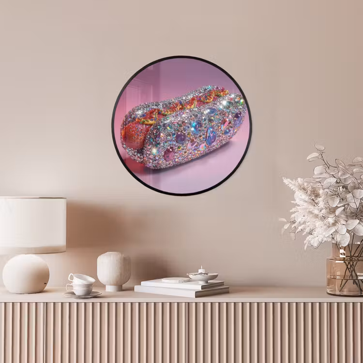 Hotdog - Steentjes - Glitters - Paars Fotolijst rond zonder passe partout klein -sfeer3
