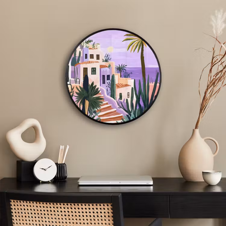 Huizen - Minimalistisch - Palmbomen - Kust Fotolijst rond zonder passe partout klein -sfeer1