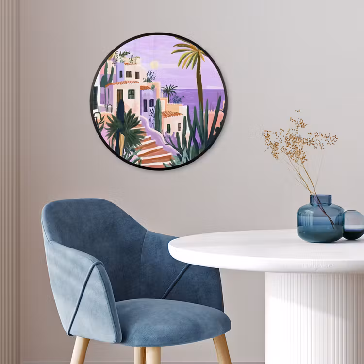 Huizen - Minimalistisch - Palmbomen - Kust Fotolijst rond zonder passe partout klein -sfeer2
