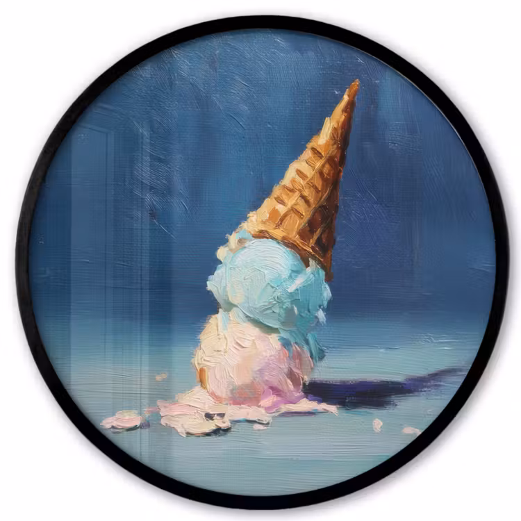 Ijshoorn - Bolletjes - Smelt - Roze Fotolijst rond zonder passe partout klein -3d
