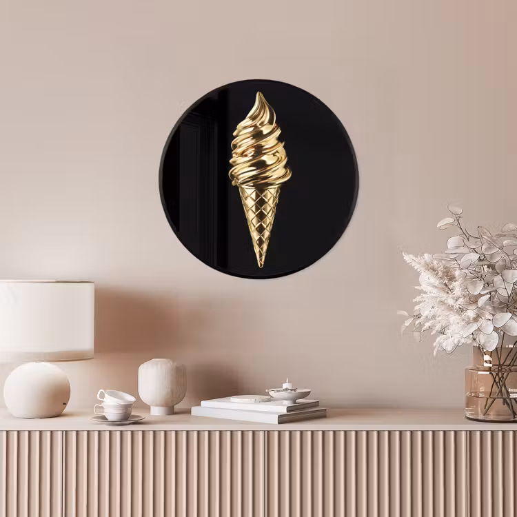 Ijs - Goud - Zwart - Eten Fotolijst rond zonder passe partout klein -sfeer3