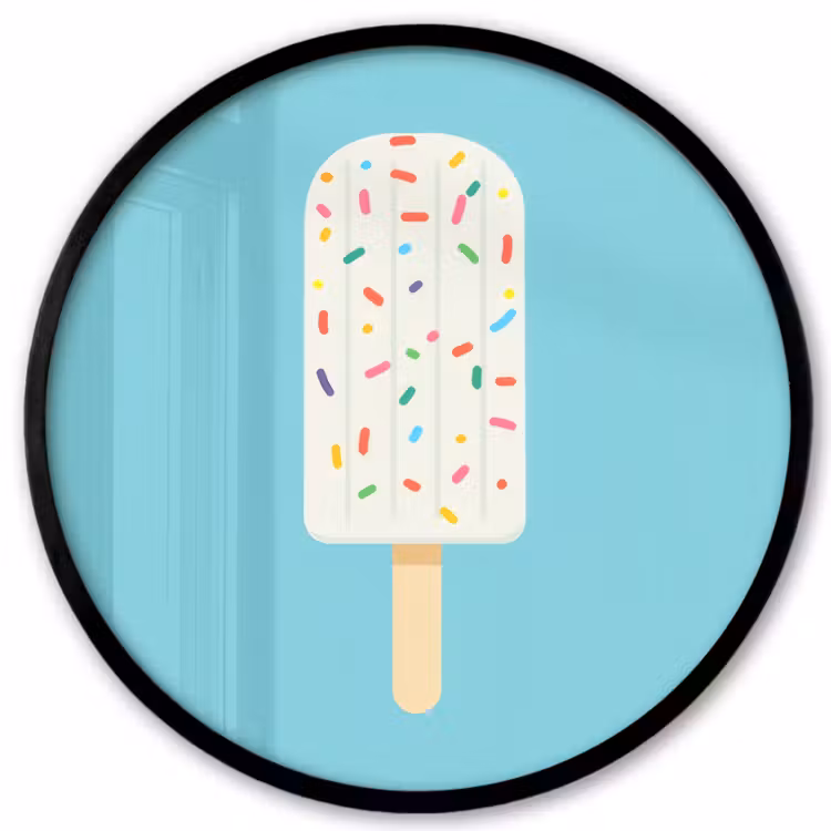 Ijsje - Stokje - Sprinkles - Lichtblauw Fotolijst rond zonder passe partout klein -3d