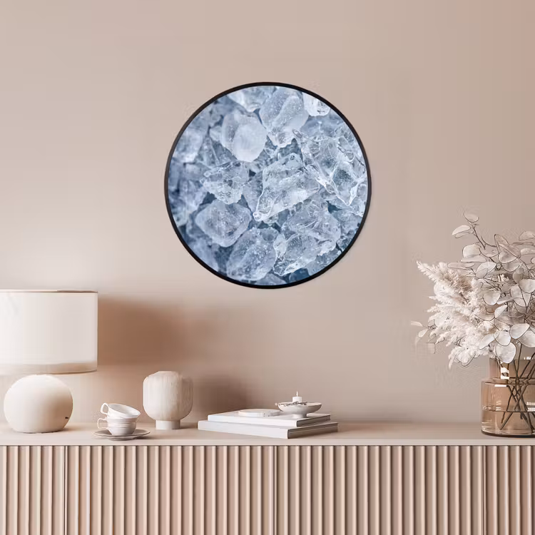 Ijsblokjes - Water - Blauw Fotolijst rond zonder passe partout klein -sfeer3