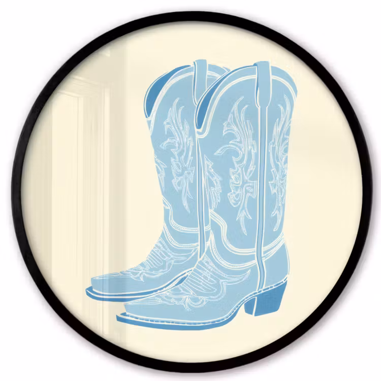 Illustratie - Cowboylaarzen - Patroon Fotolijst rond zonder passe partout klein -3d