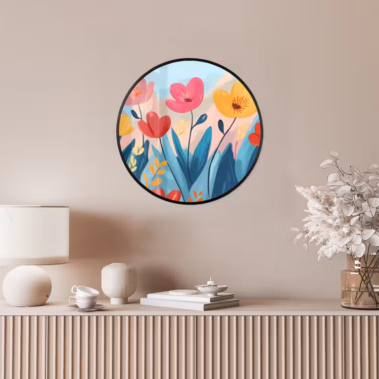 Illustratie - Bloemen - Kleurrijk Fotolijst rond zonder passe partout klein -sfeer3