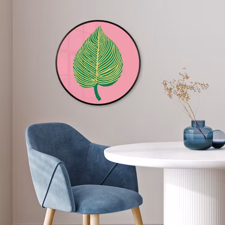 Illustratie - Blad - Minimalistisch - Groen Fotolijst rond zonder passe partout klein -sfeer2