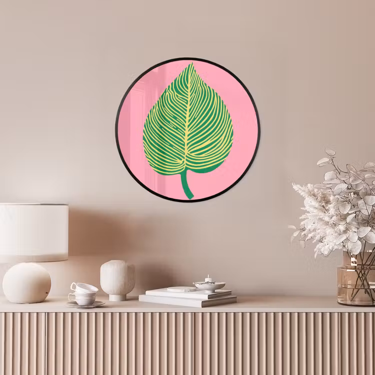 Illustratie - Blad - Minimalistisch - Groen Fotolijst rond zonder passe partout klein -sfeer3
