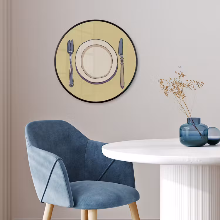 Illustratie - Bord - Bestek - Beige Fotolijst rond zonder passe partout klein -sfeer2