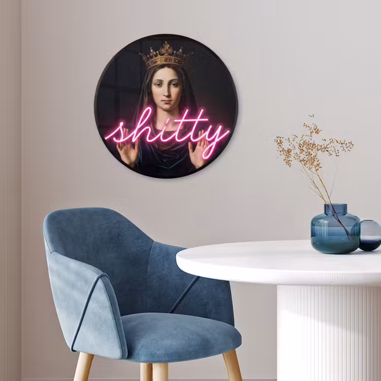 Ironisch - Tekst - Neon Fotolijst rond zonder passe partout klein -sfeer2