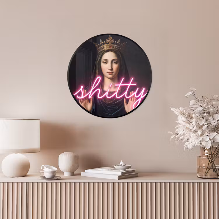 Ironisch - Tekst - Neon Fotolijst rond zonder passe partout klein -sfeer3