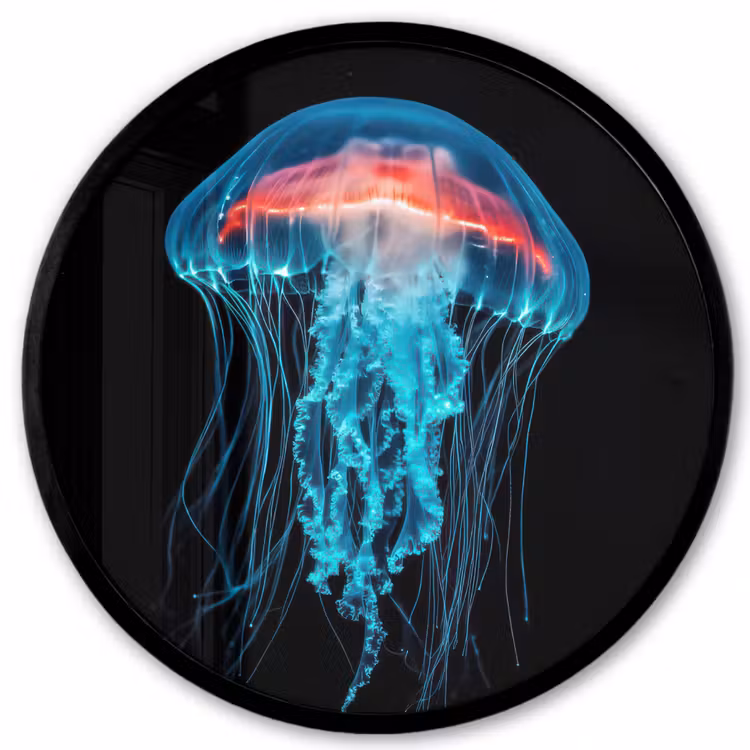 Kwal - Tentakels - Blauw - Licht Fotolijst rond zonder passe partout klein -3d