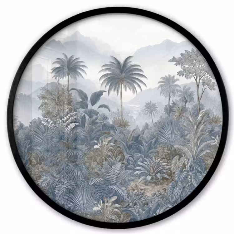 Jungle - Landschap - Blauw Fotolijst rond zonder passe partout klein -3d