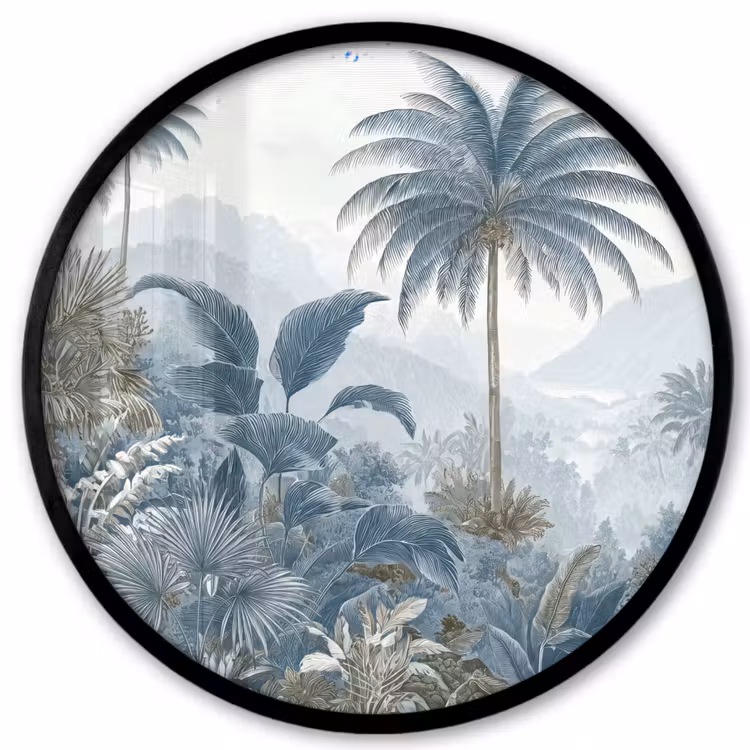 Jungle - Modern - Blauw - Groen Fotolijst rond zonder passe partout klein -3d