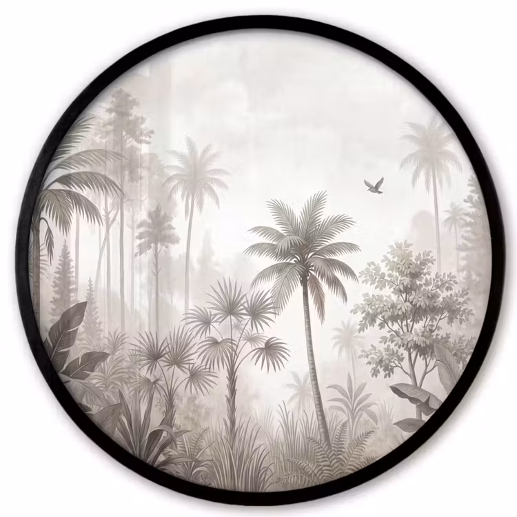 Jungle - Palmbomen - Natuur Fotolijst rond zonder passe partout klein -3d