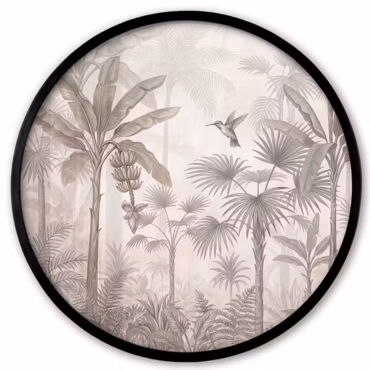 Jungle - Banenboom - Kolibrie - Beige Fotolijst rond zonder passe partout klein -3d