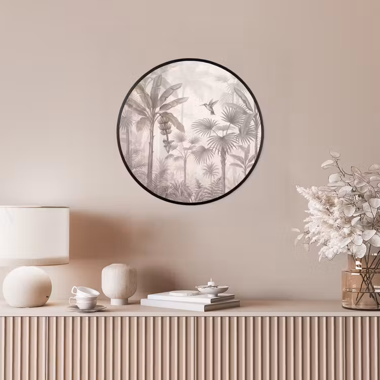 Jungle - Banenboom - Kolibrie - Beige Fotolijst rond zonder passe partout klein -sfeer3