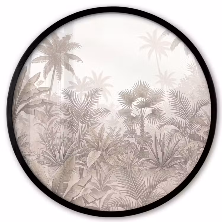 Jungle - Tropisch - Natuur -Vintage - Beige Fotolijst rond zonder passe partout klein -3d