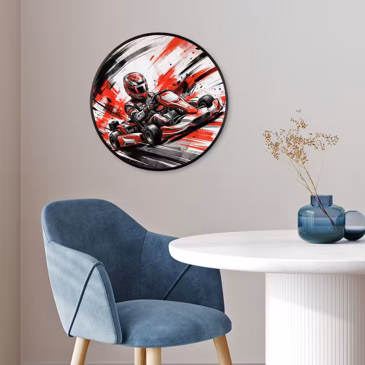 Kart - Coureur - Snelheid - Rood Fotolijst rond zonder passe partout klein -sfeer2