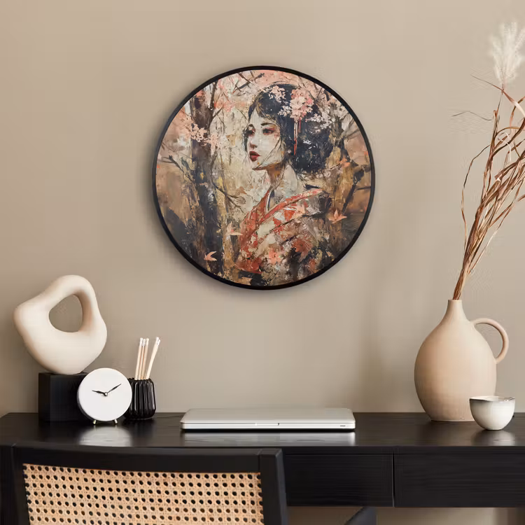 Kimono - Vrouw - kersenbomen Fotolijst rond zonder passe partout klein -sfeer1