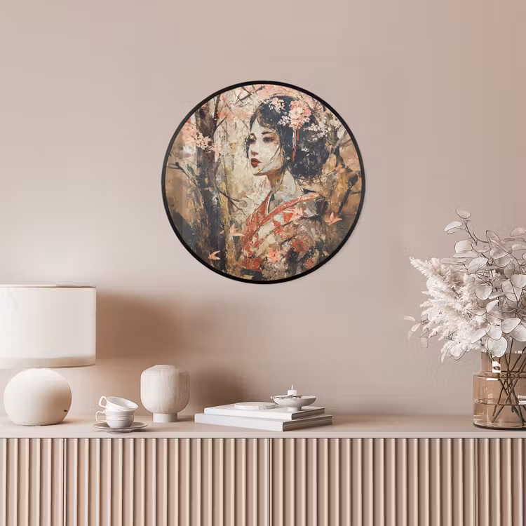 Kimono - Vrouw - kersenbomen Fotolijst rond zonder passe partout klein -sfeer3