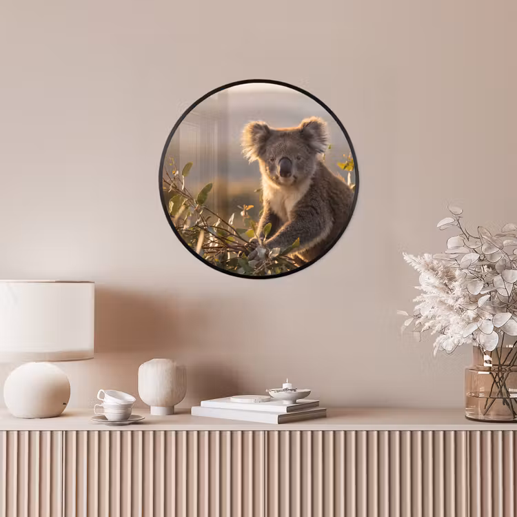 Koala - Bladeren - Ochtendlicht Fotolijst rond zonder passe partout klein -sfeer3
