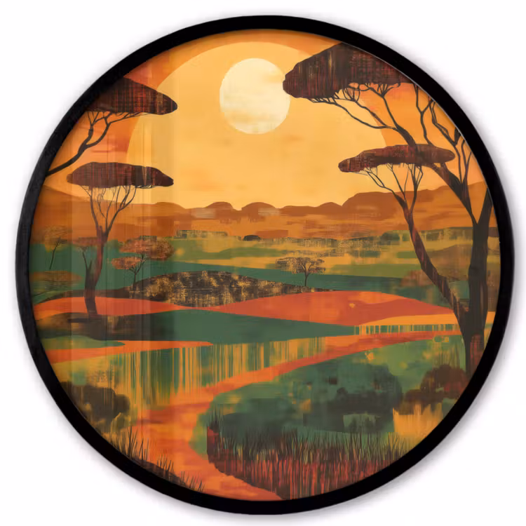 Landschap - Afrikaans - Zon Fotolijst rond zonder passe partout klein -3d
