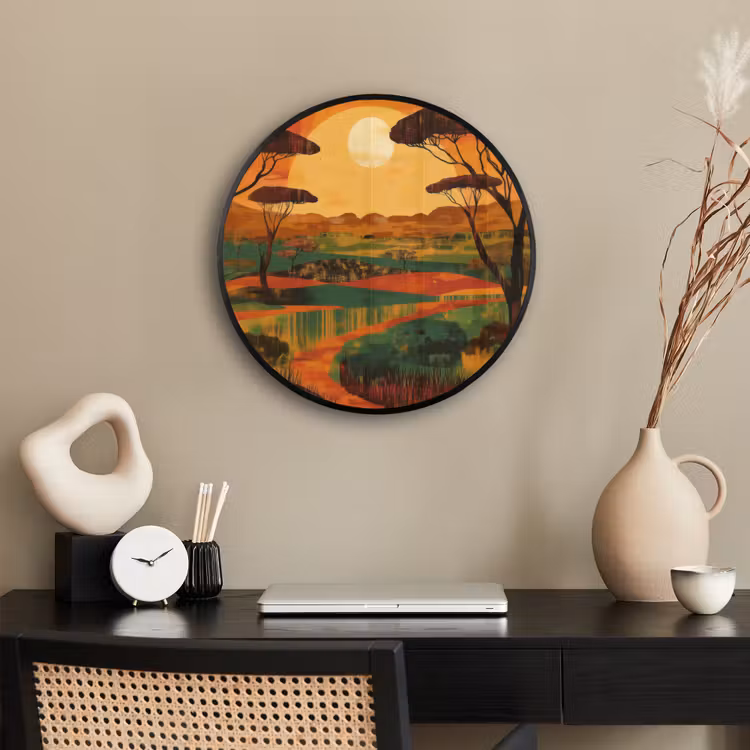 Landschap - Afrikaans - Zon Fotolijst rond zonder passe partout klein -sfeer1