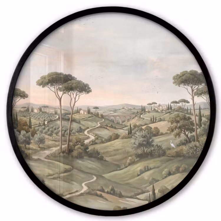 Landschap - Heuvels - Zandpad - Groen Fotolijst rond zonder passe partout klein -3d