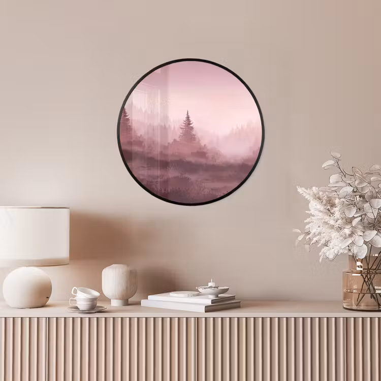Landschap - Mistig - Roze Fotolijst rond zonder passe partout klein -sfeer3