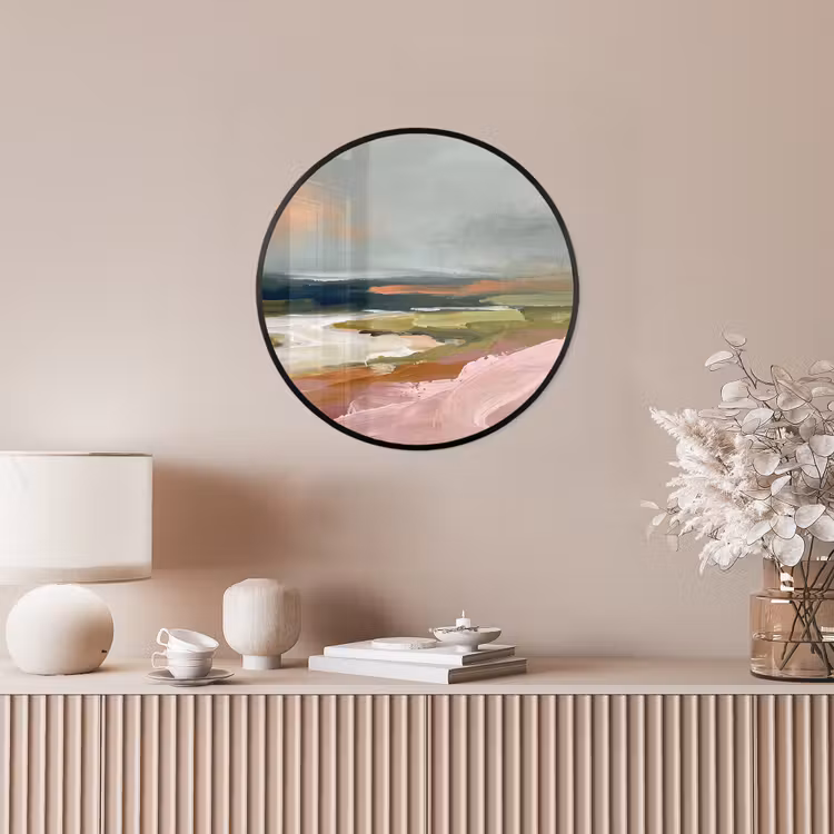 Landschap - Rivier - Abstract - Roze - Groen Fotolijst rond zonder passe partout klein -sfeer3